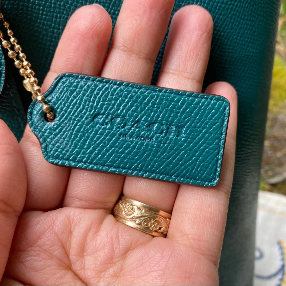 COACH Gallery City Teal Green Zip-Front Leather Tote w. Gold Hardware NEW- 79608